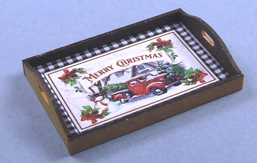 T722 Red Truck Merry Christmas Tray